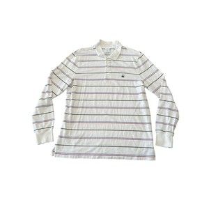 Brooks Brothers XL Performance Polo Slim Fit Long Sleeve Red Blue Striped LOGO